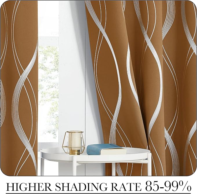 NICETOWN Gold Brown Blackout Curtains 63 inch Long - Image 4