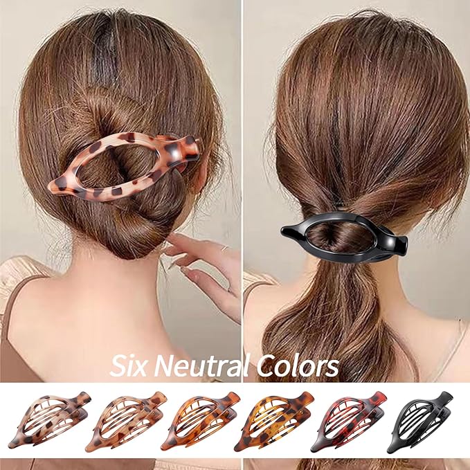 6 Packs Flat Claw Clips for Women, French Tortoise Shell Flat Hair Clip, Matte Hair Claws Clip for Thin Thick Hair, Lay Down Claws Clips, Durable Strong Hold Hair Clip, Christmas Gifts