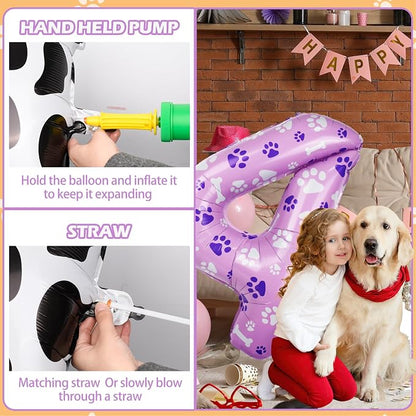 40 Inch Pink Dog Paw Balloons, Numeral 4 Birthday Balloons - Image 4
