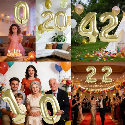 40 Inch Number 42 Balloons for 42nd Birthday Party Decorations, 0-100 Champagne - Image 7