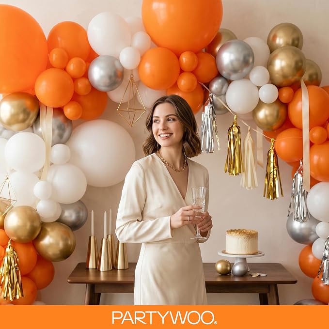 PartyWoo Orange Balloons 100pcs Fall Latex Helium Balloons Different Sizes | 18 - Image 9