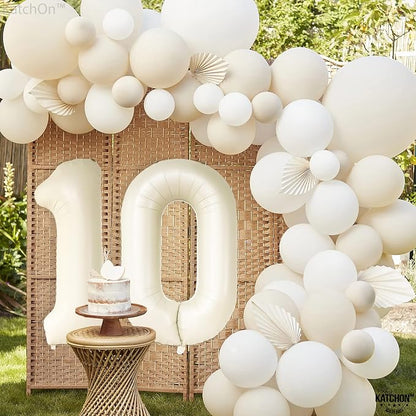 KatchOn Cream 10 Balloon Number 40 Inch, 10th Birthday Decorations | 10th - Image 4