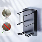Blow Dryer Holder Wall Mount Hair Dryer Holder, Adhesive Straightener Holder, Curling Iron Holder for Bathroom Salon Barber Shop, Flat Iron Holder, Hair Tools Organizer Storage (Black)
