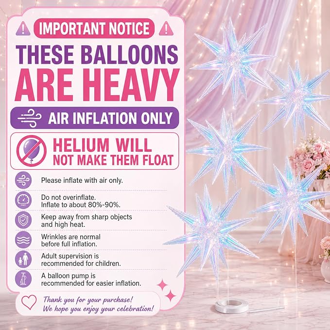 Iridescent Star Balloons, Baby Shower, Engagement and Anniversary Decorations - Image 9