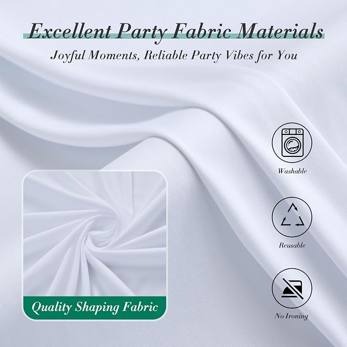 60 ft x 10 ft Wrinkle Free White Backdrop Curtain - Image 7