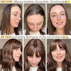 Hair Toppers for Women Real Human Hair-U Shape Toppers Hair Pieces for Women with Thinning Hairr 150% Density Silk Base Clip in Human Topper with Bangs for Daily Use(Light Brown-6#