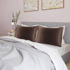 uxcell 2 Pack Silk Satin Pillowcase for Hair and Skin, Cool, Silky, Soft Breathable Pillow Cases Standard Size 20x26 Inch Sateen Pillowcase Brown with Envelope Closure