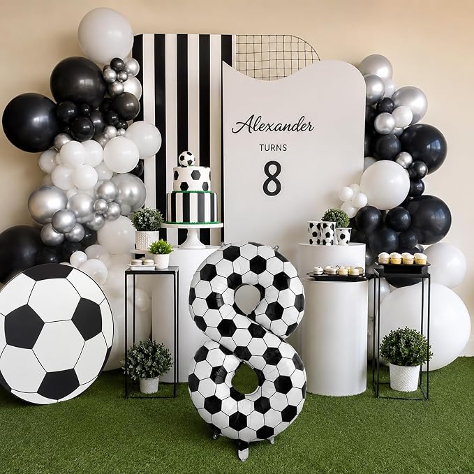 Soccer 8 Balloon Number, 40 Inch Soccer Number 8 Foil Balloon - Image 6