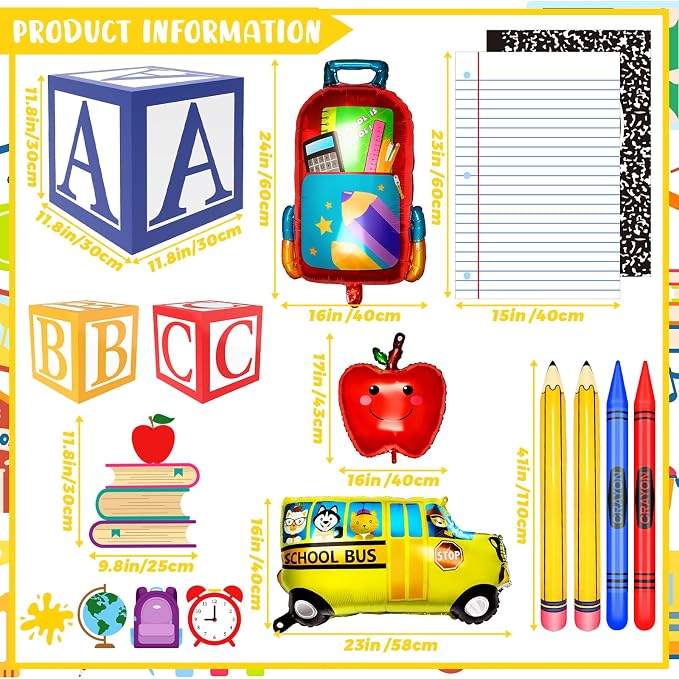 16 Pcs Back to School Party Balloons Sets - Image 2