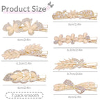 7 Pcs Gold Hair Clips for Women - Vintage Opal & Pearl Hair Barrettes with Rhinestone, Elegant Flower Butterfly Duckbill Alligator Clips, Bridal Wedding Hair Accessories for Thick Thin Hair Styling