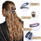 8 Pcs Large Lay Flat Claw Clips for Women French Side Slide Barrettes for Thin Fine Hair Rectangle Alligator Hair Accessories,Matte Khaki Purple Blue Black
