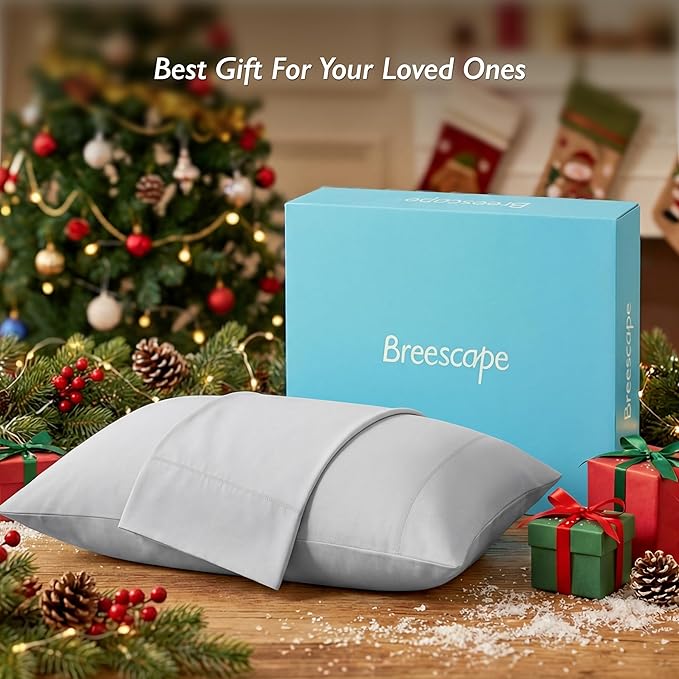 Breescape Cooling Pillow Cases Standard/Queen Size - BlendTek™ Dry & Cool Technology for Hot Sleepers and Night Sweats, 2 Pack Soft & Smooth Pillowcases for Hair & Skin Care, 20" x 30", Mint Green