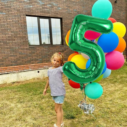 TONIFUL 40 Inch Dark Green Number 5 Balloons Large Foil 5th Birthday Decor | - Image 6