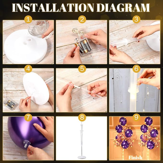 Wettarn 2 Sets Floor Balloon Column Stand Kit - Image 2