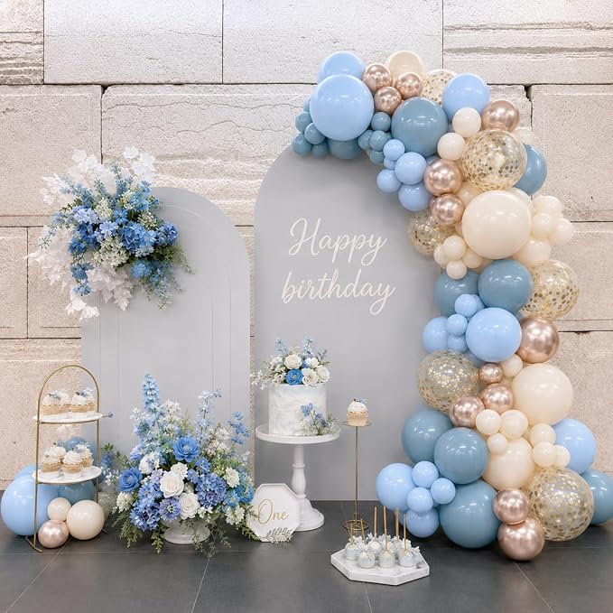 Dusty Blue and Gold Balloons - Image 7