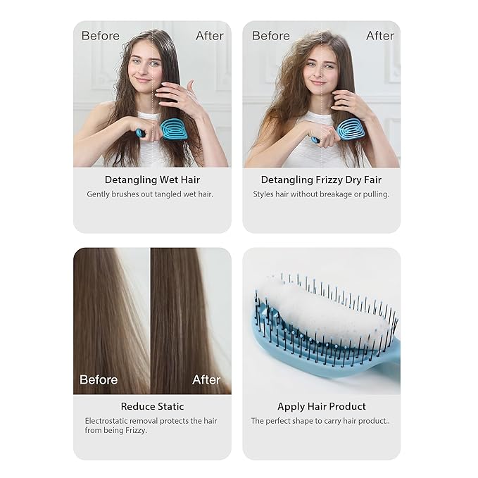 NuWay 4Hair C Brush - Professional Curved Hairbrush - Vented Design Delivers Smoothing And Volumizing Drying Experience - Heat Resistant Bristles For Drying Detangling and Styling - Turquoise - 1 Pc