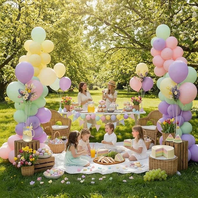 Pastel Rainbow Party Balloons Assorted Colors, Pastel Light Purple Pink Yellow - Image 7