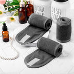 Hoteam 30 Pack Spa Headband Facial Esthetician Hair Wrap for Women Adjustable Makeup Sports Shower Stretch Towel with Tape(Silver Gray)