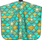 Extra Large Hair Styling Cape, Haircut Apron Green Mermaid Scales Haircuting Salon Cape Gown for Hair Cutting Styling
