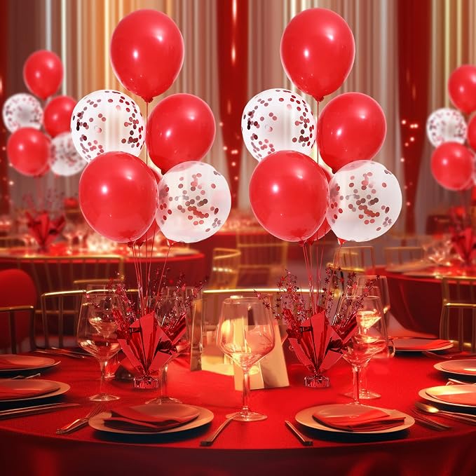 6 Set Red Christmas Table Balloons Centerpiece Stand Kit - Image 3