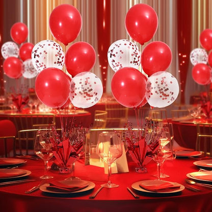 6 Set Red Christmas Table Balloons Centerpiece Stand Kit - Image 3