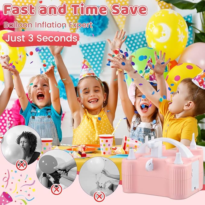 4-in-1 Electric Balloon Pump for All Balloons, Portable Dual Nozzle 600W Air - Image 4