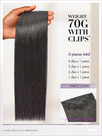 LUVME Yaki Straight Seamless 70g 4Pcs Clip in Hair Extensions Full Max with 20inch Remy Human Hair Clip ins Extensions, Natural Black 100% Real Soft Hair
