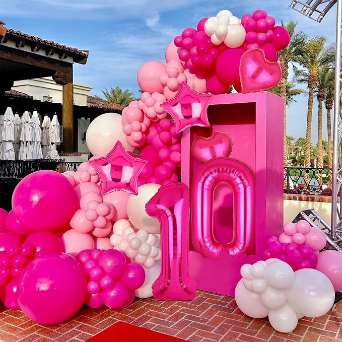 40 Inch Number Balloons Hot Pink 0 Pink Themed 10th Birthday Party Decor | - Image 3