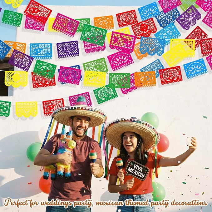 Boao 8 Packs 120 ft Mexican Party Decorations Fiesta Banner Plastic Papel - Image 4