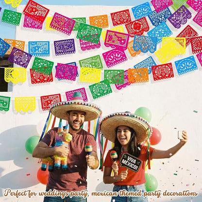 Boao 8 Packs 120 ft Mexican Party Decorations Fiesta Banner Plastic Papel - Image 4