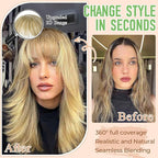 Bangs Hair Clip in Bangs 360°3D Cover Hair Topper Synthetic HairPieces for Women Dark Brown Wispy Fake Bangs Toppers for Daily Wear