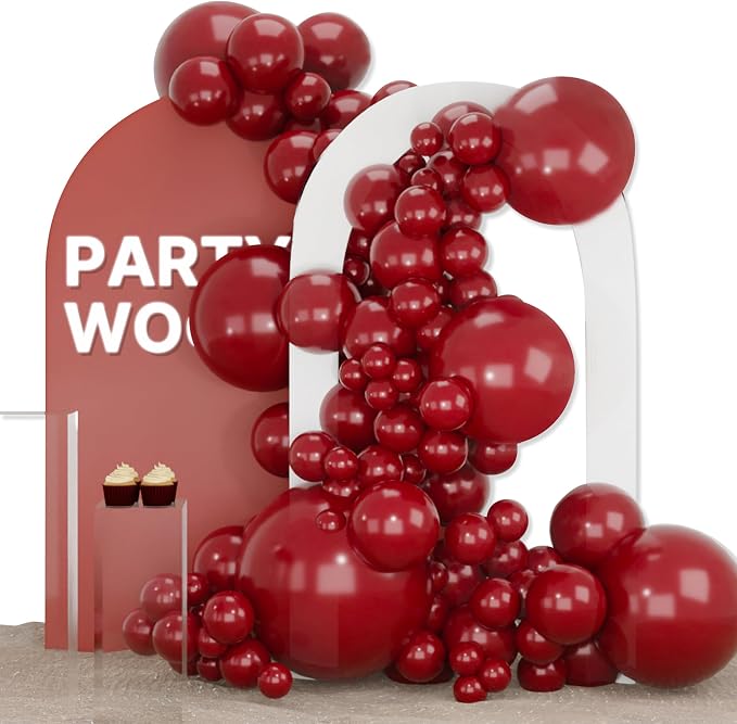 PartyWoo Burgundy Balloons 127pcs Dark Chestnut Red Maroon Color | 36 18 12 10 by PartyWoo