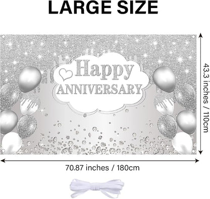 Silver Anniversary Banner, 10th-60th Wedding Anniversary Decorations, 72 x 44 - Image 4
