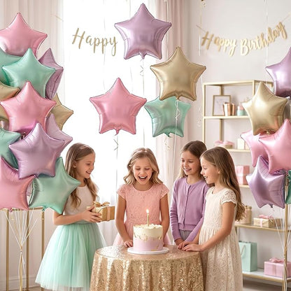 Pastel Star Balloons, 18 Inches Colorful Star Foil Balloon - Image 7