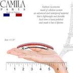 Camila Paris CP2278 French Hair Barrette Clip for Girls Large Pink and Gold Swirls, Strong Hold Grip Hair Clips for Women, No Slip and Durable Styling Girls Hair Accessories, Made in France