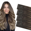 COOKAYU Invisible Tape in Hair Extensions Human Hair, Invisi Edge Injected Tape in Extensions Dark Brown to Dirty Blonde 20Inch 20pcs 45g