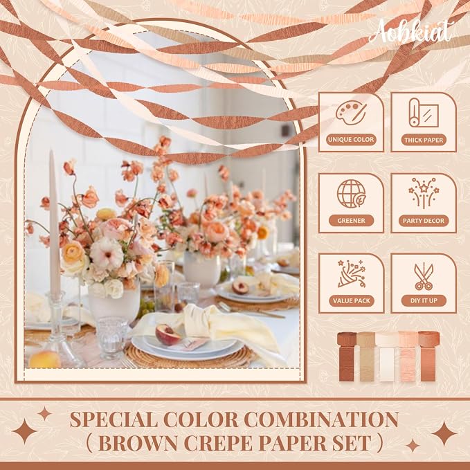 AOBKIAT Brown Boho Streamers Party Decorations - Image 8
