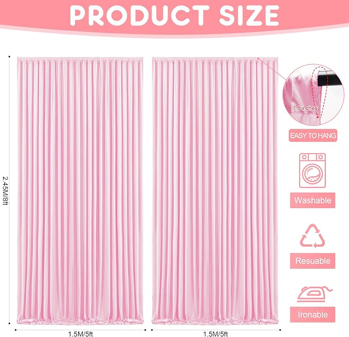 Asee'm Pink Backdrop Curtains Drapes - Image 2
