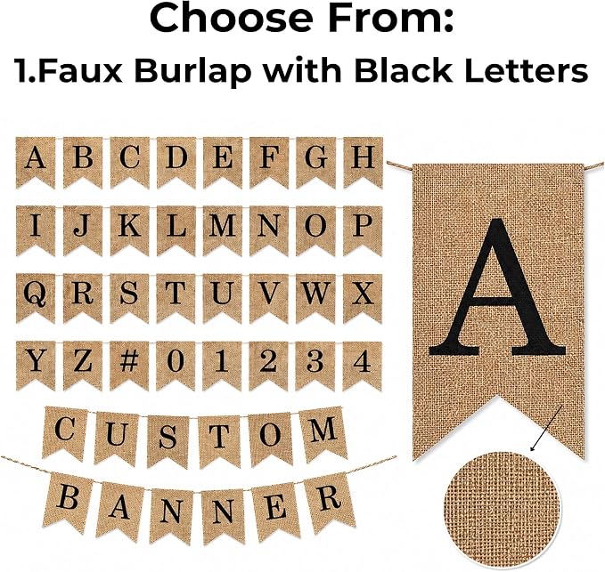 Custom Banner with Letters – Personalized Burlap or White Canvas Banner - Image 2