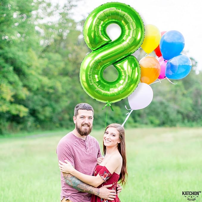 KatchOn Light Green Number 8 Balloon 40 Inch | Green Neon 8 balloon Number - Image 8