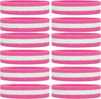ONUPGO Sweatband Headbands for Men & Women -12PCS Sports Headbands Moisture Wicking Athletic Cotton Terry Cloth Headband for Tennis,Basketball,Football,Gym,Working Out