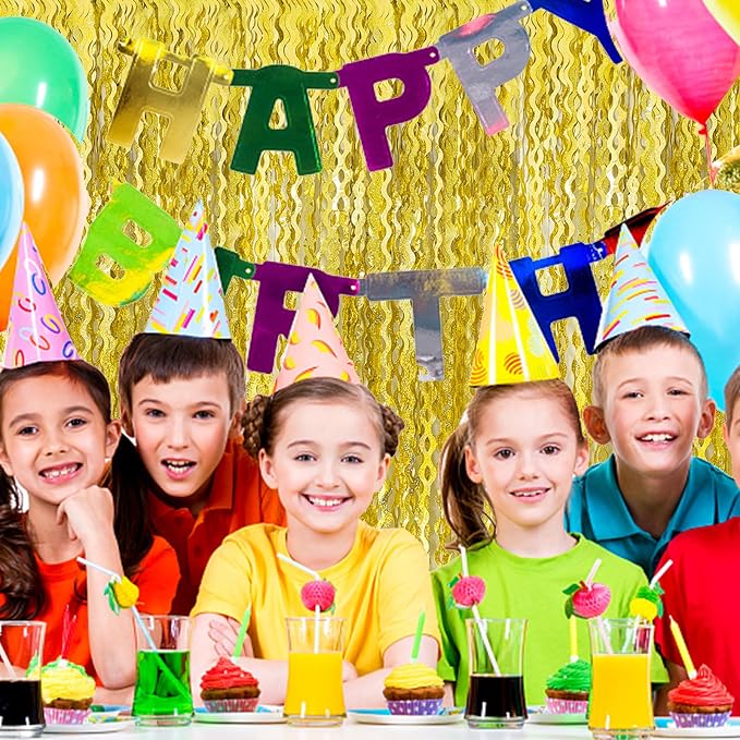 Gold Backdrop Birthday Decorations Foil Curtain Backdrop Gold Streamers Dance - Image 6