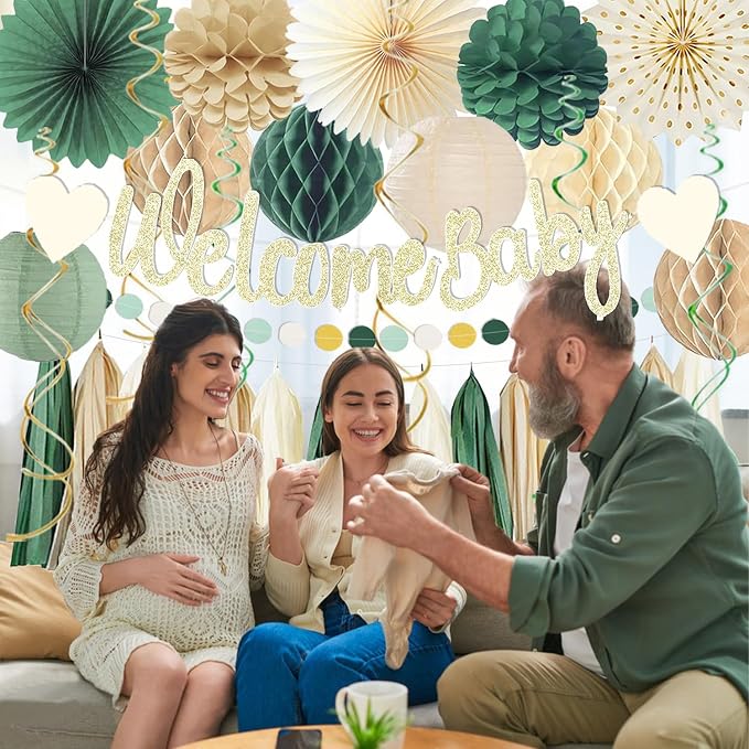 Sage Green Baby Shower Decorations Boys Safari Welcome Baby Sign Olive Green - Image 7