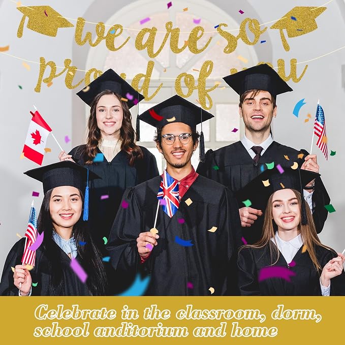 2026 Graduation Decorations Pre-Strung Blingbling We Are So Proud of You Banner - Image 5