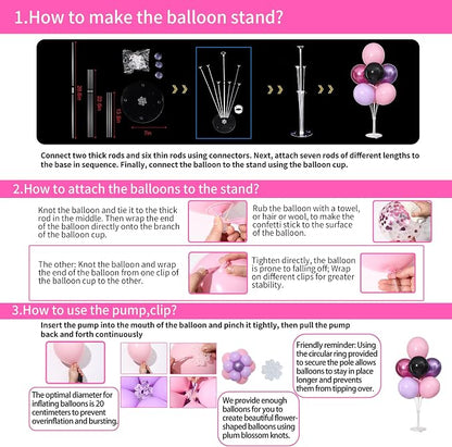 Pink and Purple Black Balloons Table Centerpieces Stand Kit - Image 4