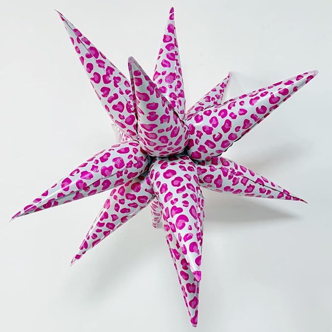 2Pcs 32 Inch Pink Leopard Explosion Star Cheetah Print Balloons/Y2K Party Decor - Image 2