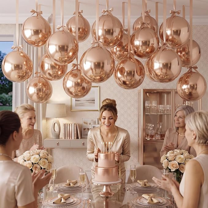 Jenaai 30 Set Round Foil Balloons Bulk 22 Inch 4d Metallic Giant Balloons Set - Image 5