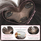 Hairro Human Hair Toppers For Women Wispy Thin No Bang Middle Part Side Bangs Hair Clip Short Wiglet Hairpieces Natural 11 Inches 14.5g #1B Natural Black
