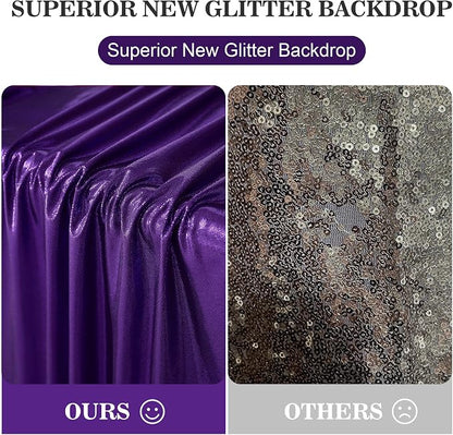 20x10ft Thick Purple Glitter Backdrop Curtain Panels - Image 8