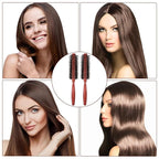 2 Pack Small Round Hair Brush Boar Bristle Roller Hairbrush Wooden Handle Volumizing Hair Brush for Blow Drying Short Thin Fine Hairs Styling Women Curling Bangs Men Beard Travel Household